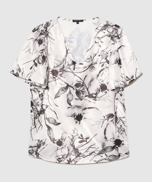 Blusa Estampada Escote En V Manga Corta