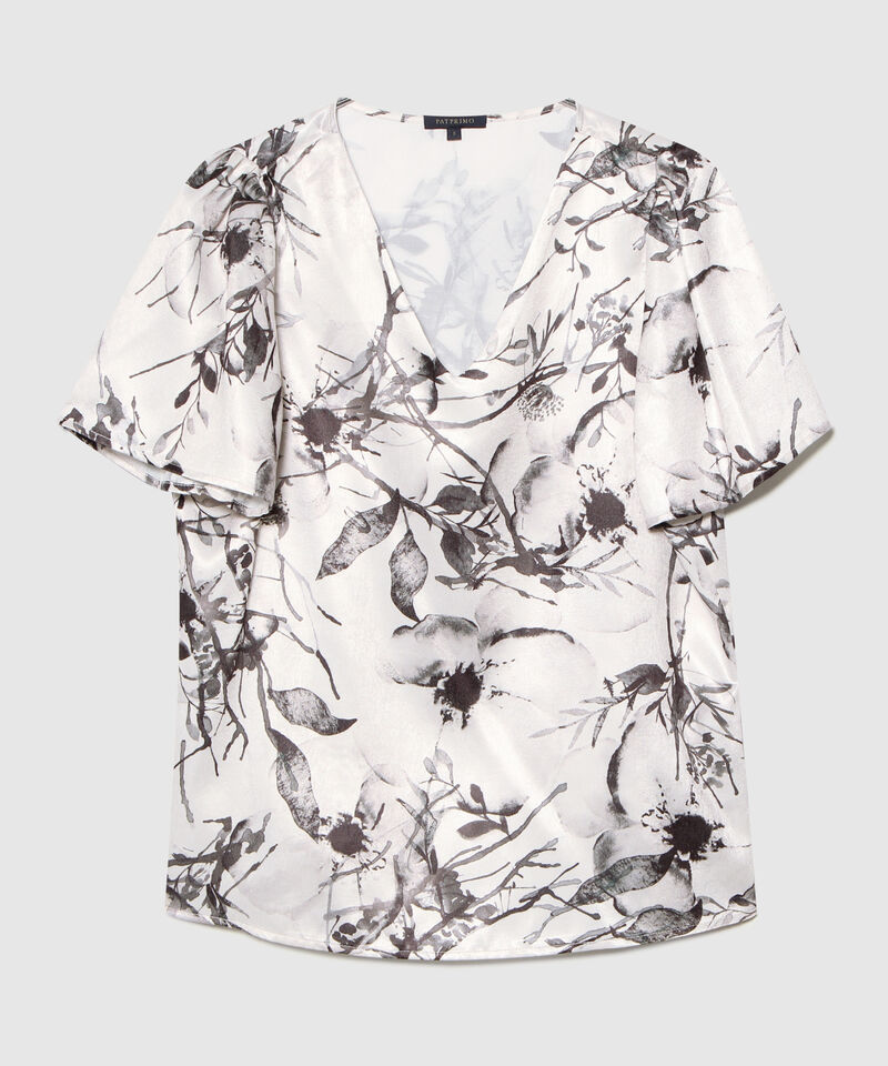 Blusa Estampada Escote En V Manga Corta