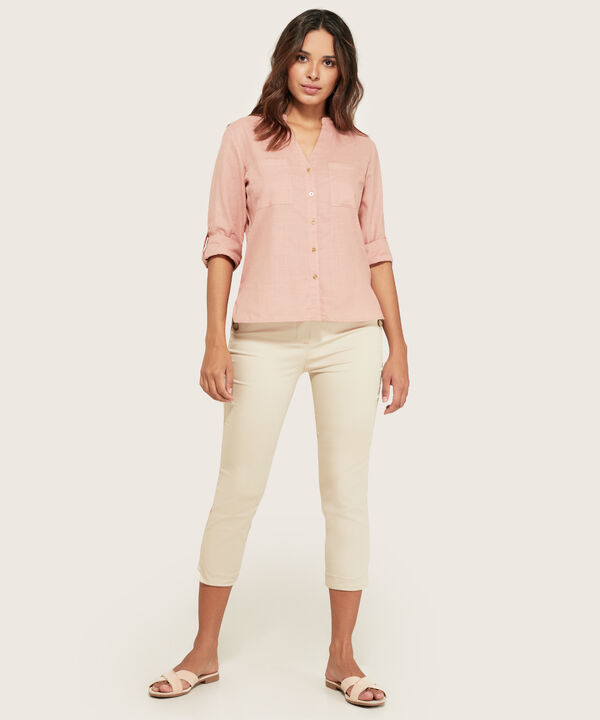 Blusa Manga ¾ en Efecto Lino