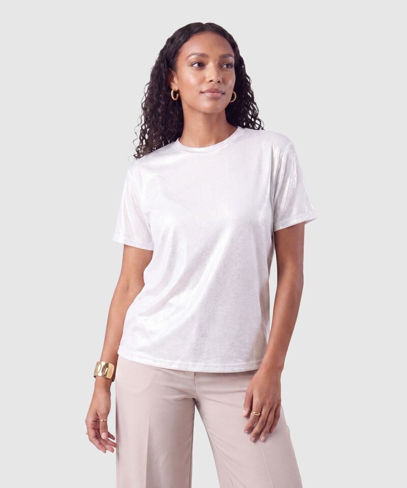 Camiseta Manga Corta Metalizada Mujer