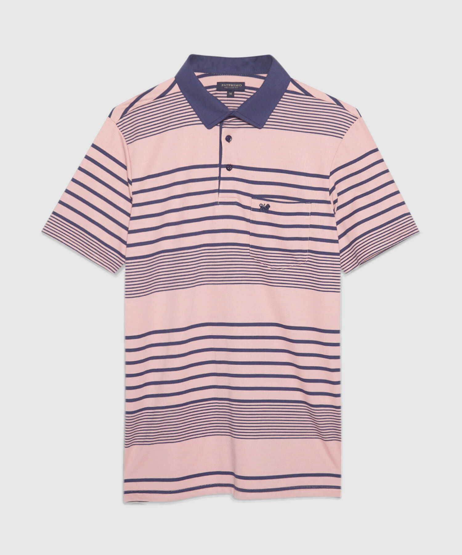 Polo Preteñida Cuello Duro Con Bolsillo, Pechera Y Banda En Contraste Unicolor, Silueta Regular Fit