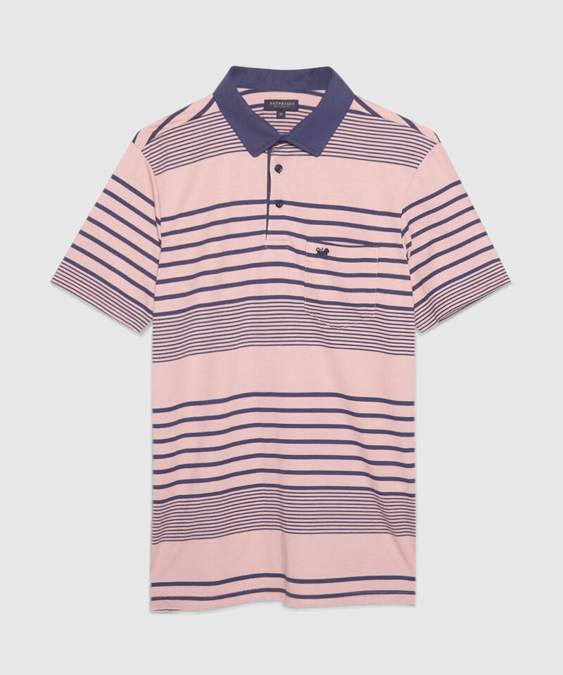 Polo Preteñida Cuello Duro Con Bolsillo, Pechera Y Banda En Contraste Unicolor, Silueta Regular Fit