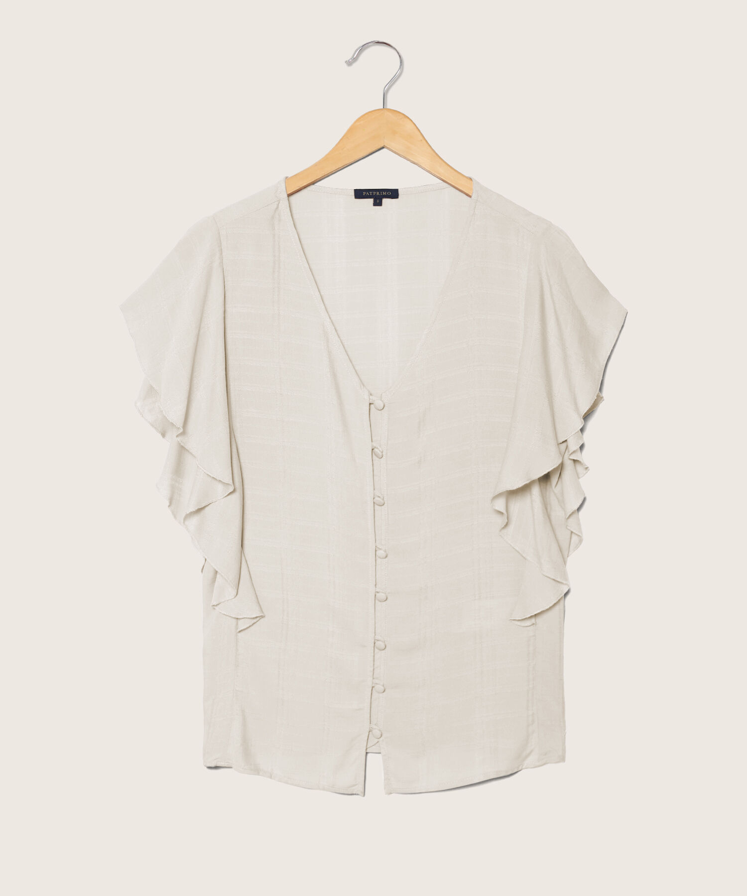 Blusa Unicolor Cuello V, Manga Corta Con Bolero Y Botonadura En Frente