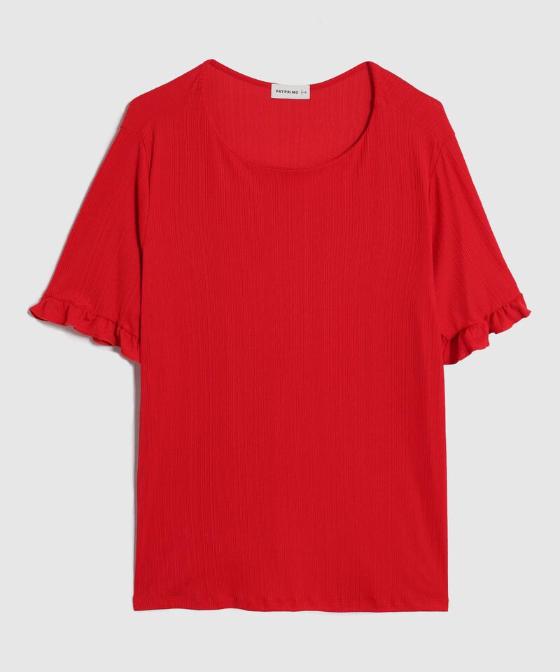 Camiseta con Rib y Manga con Rizo Para Mujer Curvy