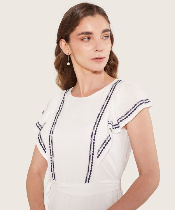 Vestido Escote Redondo Con Detalle De Bordado