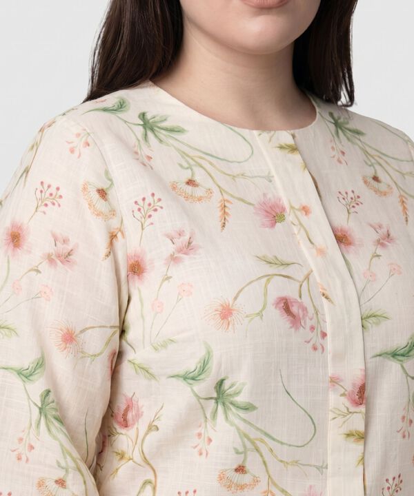 Blusa Fluida De Manga 3/4 Para Mujer Curvy
