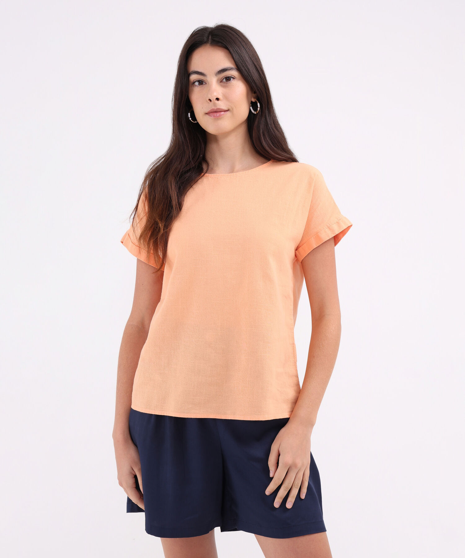 Blusa Manga Corta Unicolor