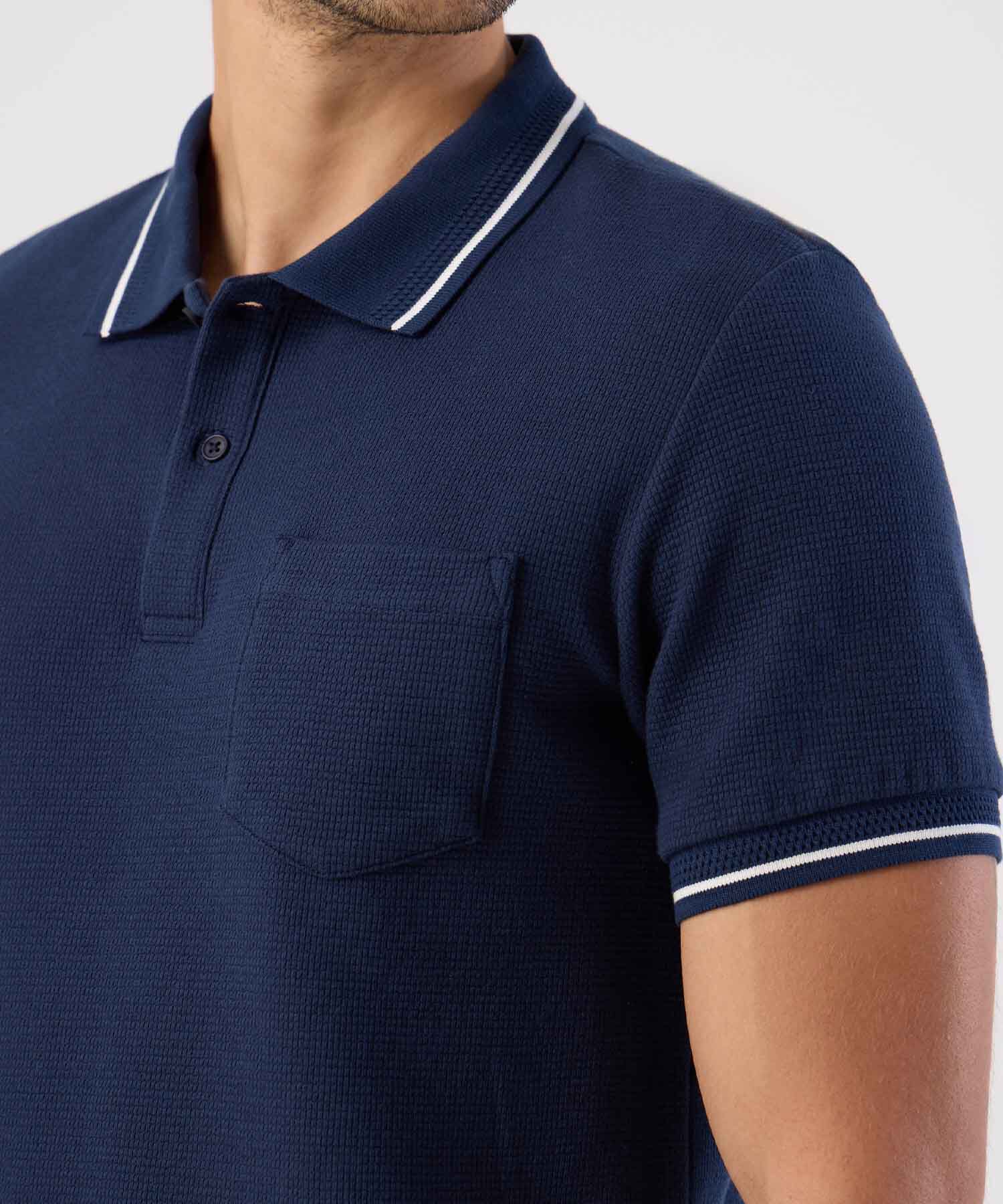 Polo Con Cuello Tejido Para Hombre