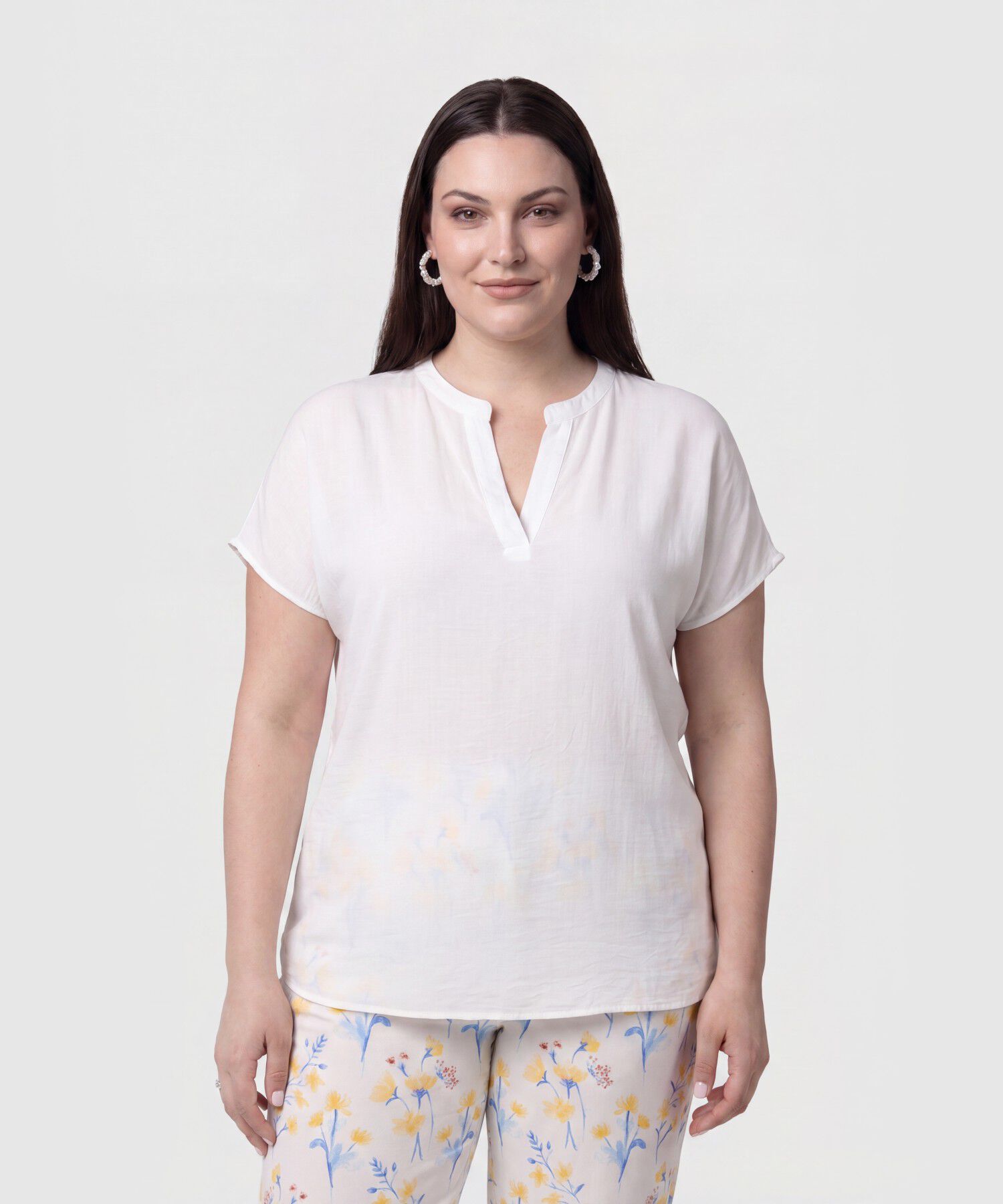 Blusa Unicolor Con Cuello En V Mujer Curvy