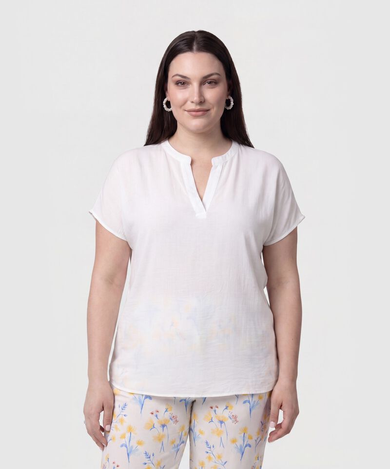 Blusa Unicolor Con Cuello En V Mujer Curvy