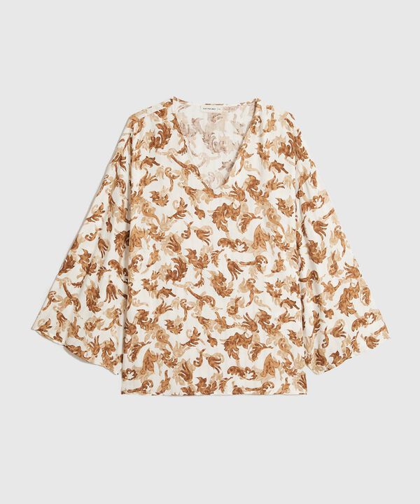 Blusa Estampada Escote En V Para Mujer image number null
