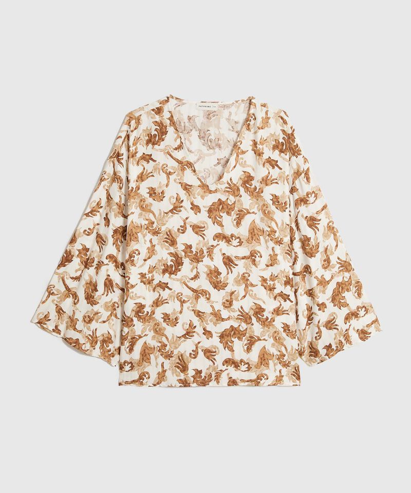 Blusa Estampada Escote En V Para Mujer