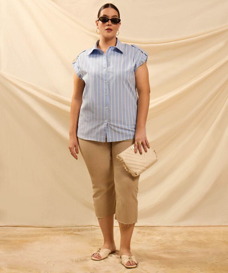 Camisa Con Charreteras En Hombros Para Mujer Curvy