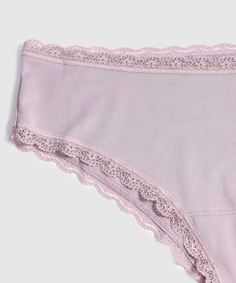 Panty Hipster Con Encaje En Cintura Y Piernas