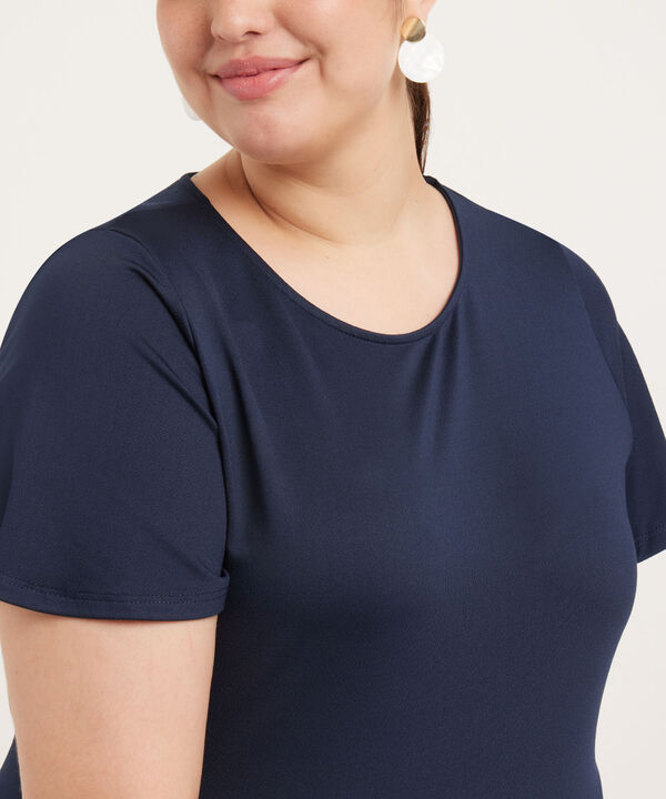 Camiseta Unicolor Manga Corta Cuello Redondo, Línea image number null