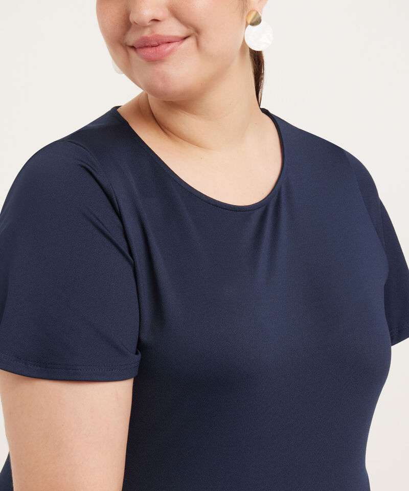 Camiseta Unicolor Manga Corta Cuello Redondo, Línea