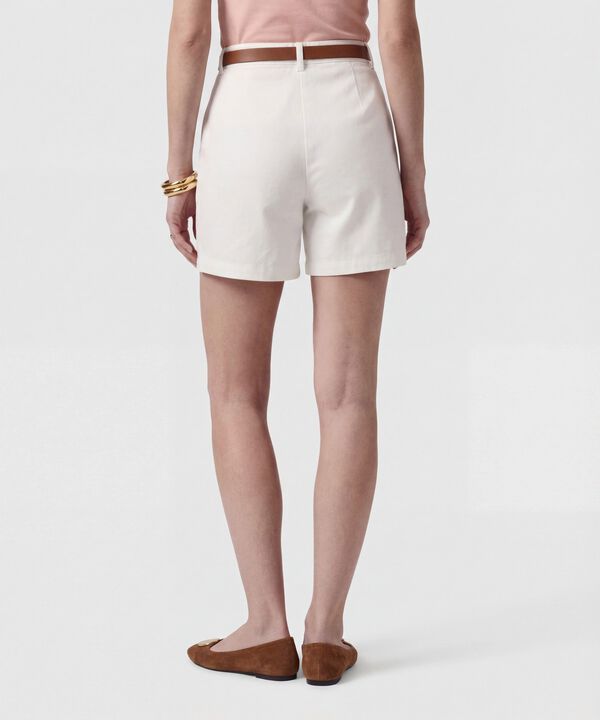 Bermuda De Tiro Alto Con Cinturon Para Mujer