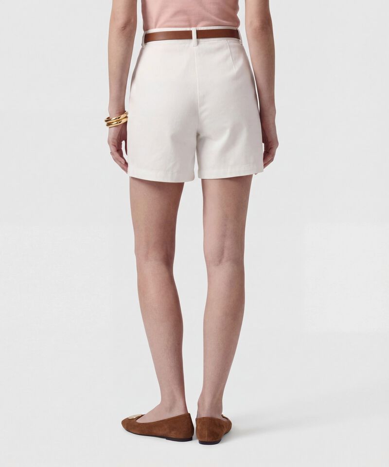 Bermuda De Tiro Alto Con Cinturon Para Mujer