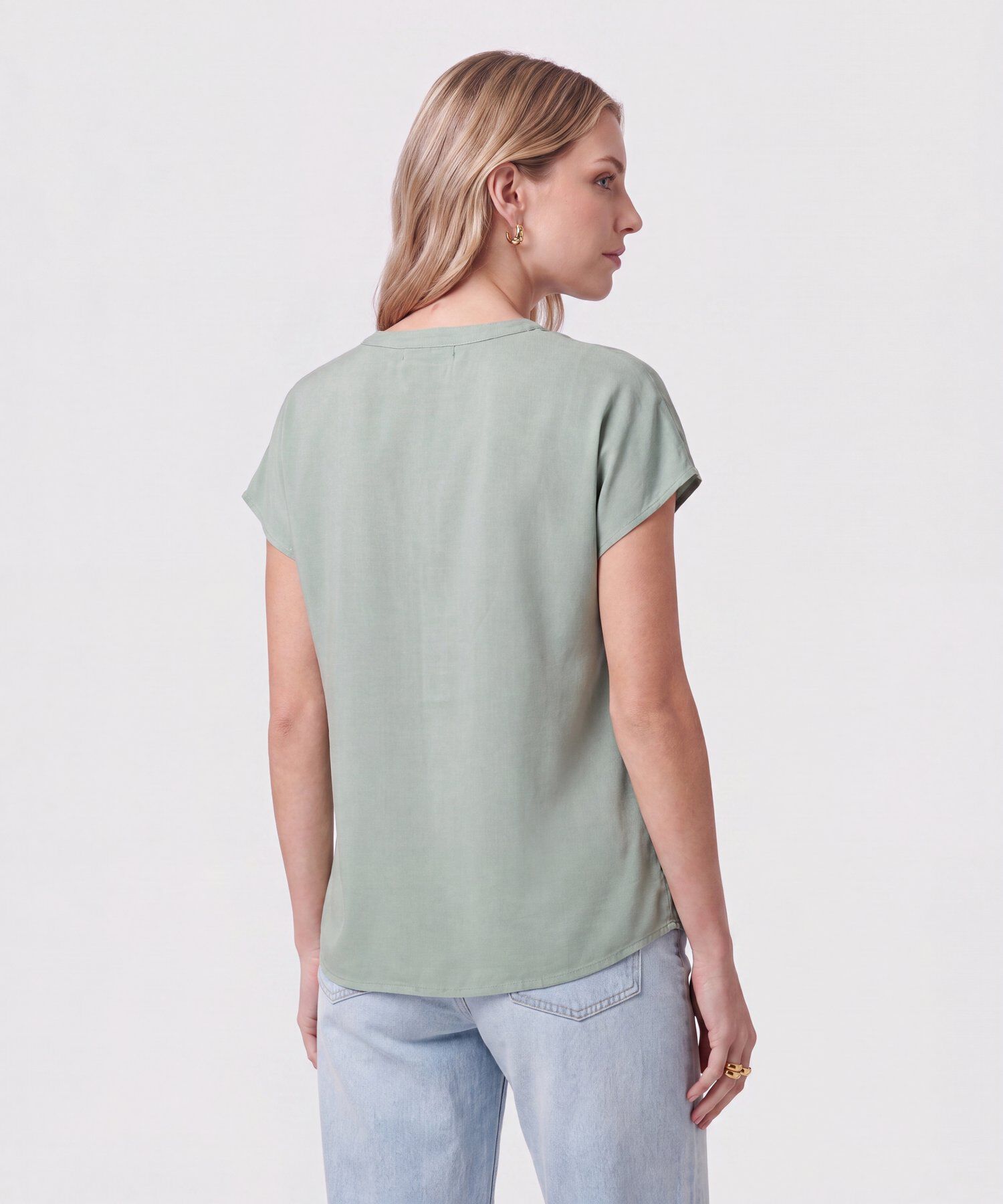 Blusa Cuello V Fruncido Para Mujer