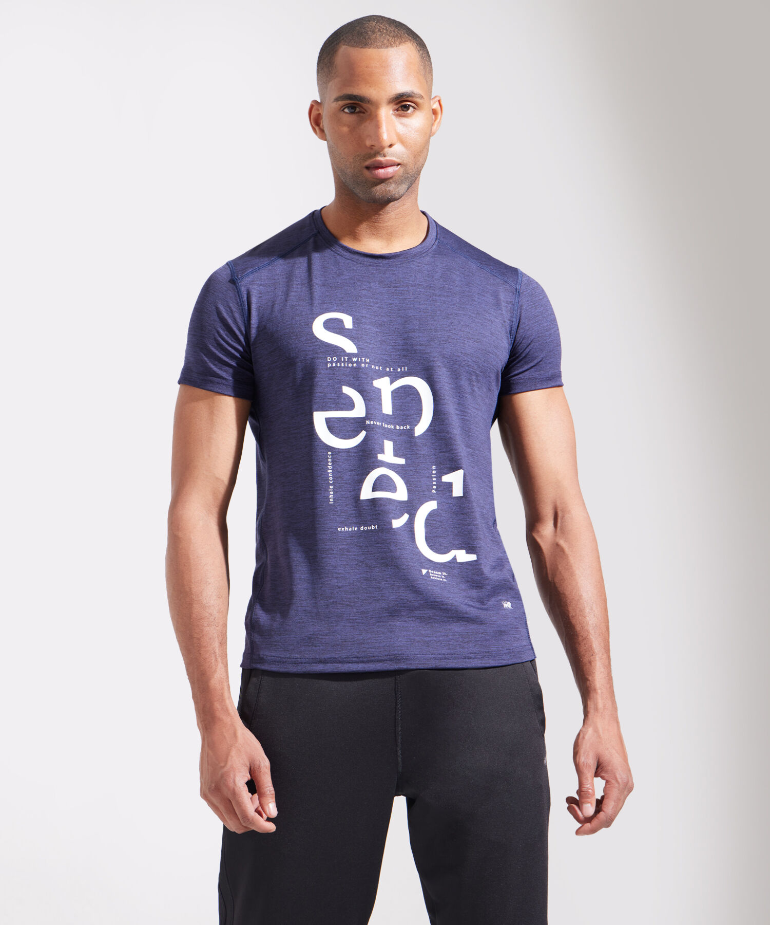 Camiseta Básica Manga Corta Cuello Redondo Jaspe Con Screen, Sport Líneas Patprimo