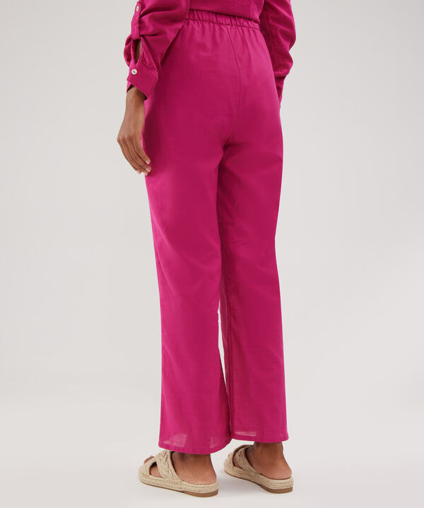 Pantalon Unicolor Bota Recta En Lino
