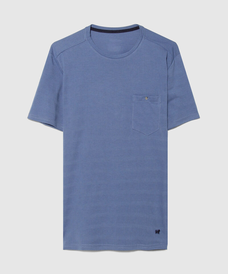 Camiseta Unicolor, Cuello Redondo Con Bolsillo De Parche