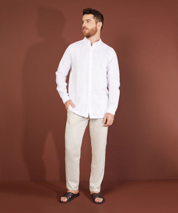 Camisa Guayabera Cuello Con Boton Down Manga Larga image number null
