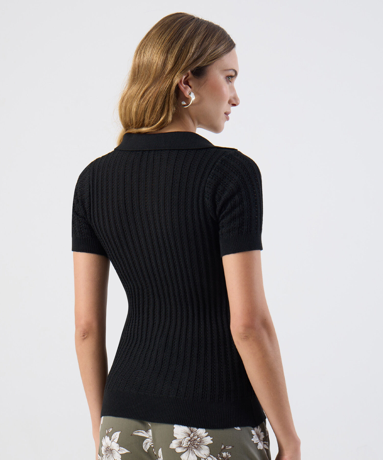 Polo Punto Calado Manga Corta Para Mujer