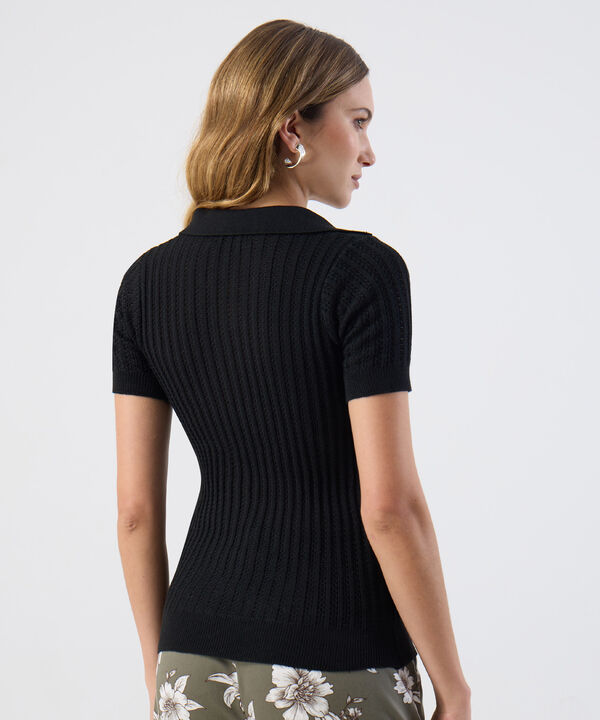 Polo Punto Calado Manga Corta Para Mujer