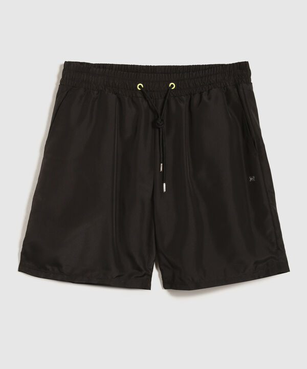 Bermuda Plana Con Boxer Interno Unicolor