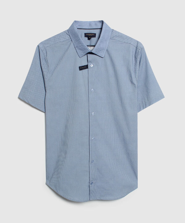 Camisa Estampada Manga Corta, Cuello Formal
