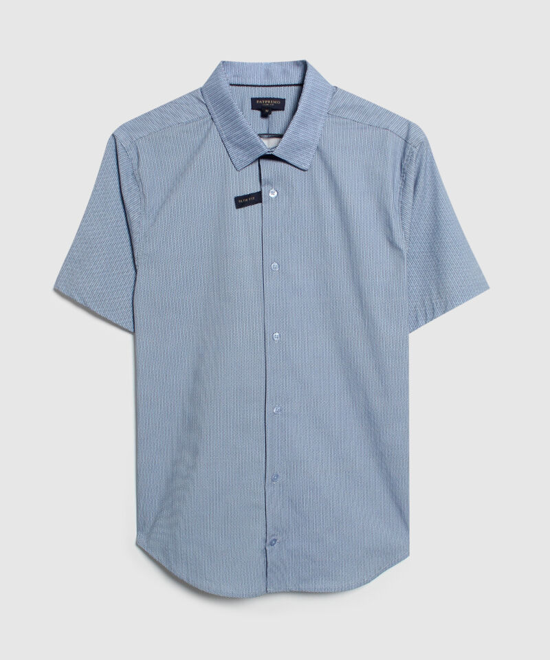 Camisa Estampada Manga Corta, Cuello Formal