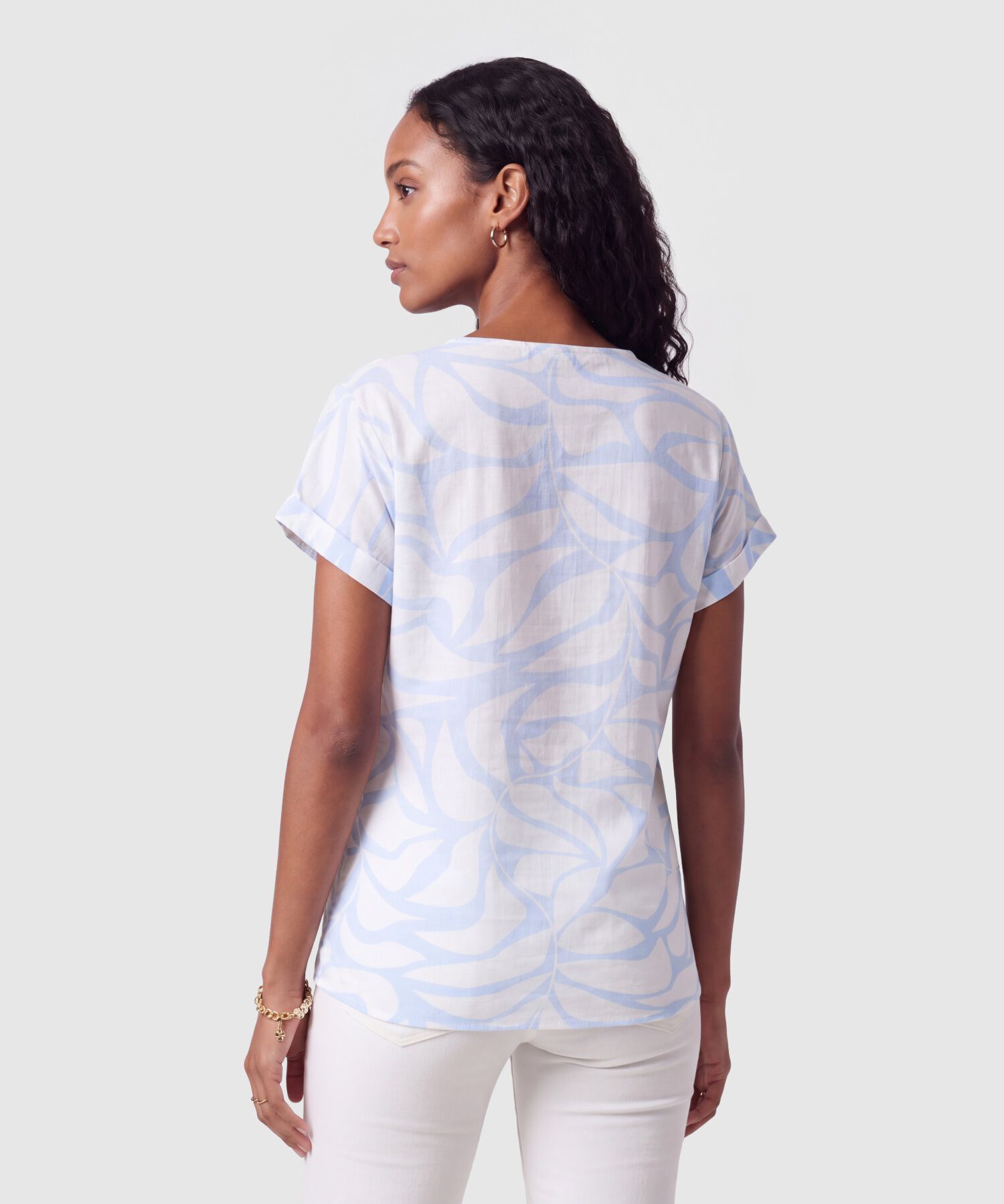 Blusa Manga Corta Dobladillo Para Mujer