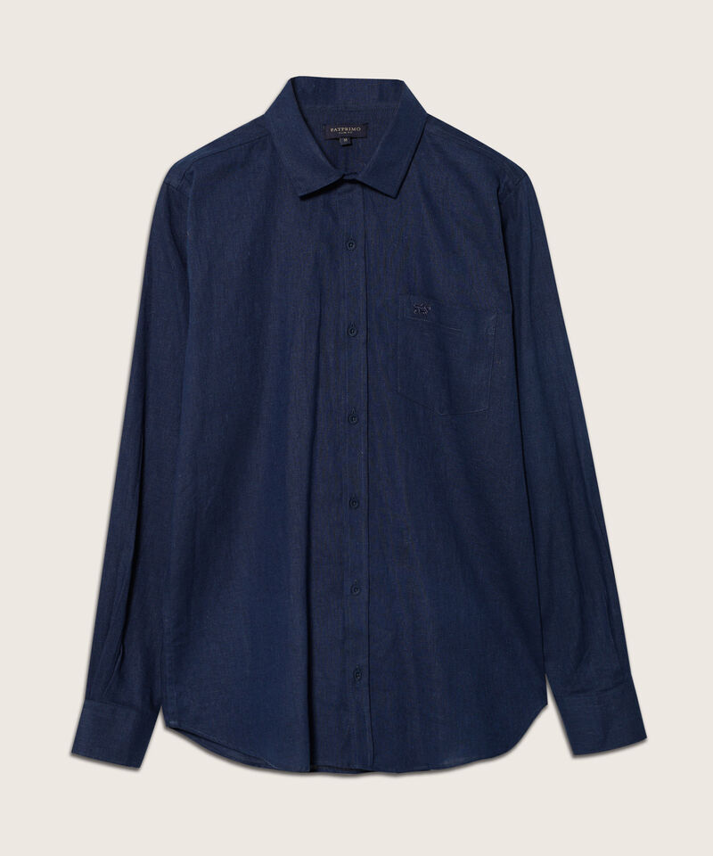 Camisa Unicolor Manga Larga Con Bolsillo Y Silueta Slim Fit