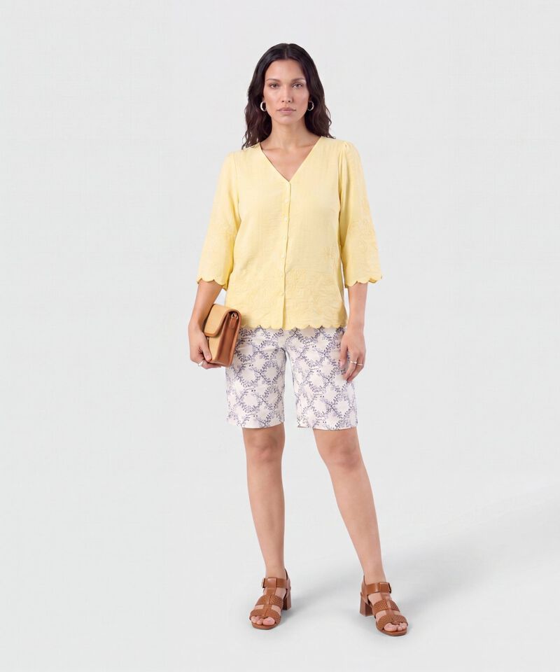 Blusa Bordada Con Botones Para Mujer