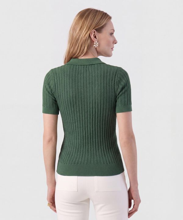 Polo Punto Calado Manga Corta Para Mujer