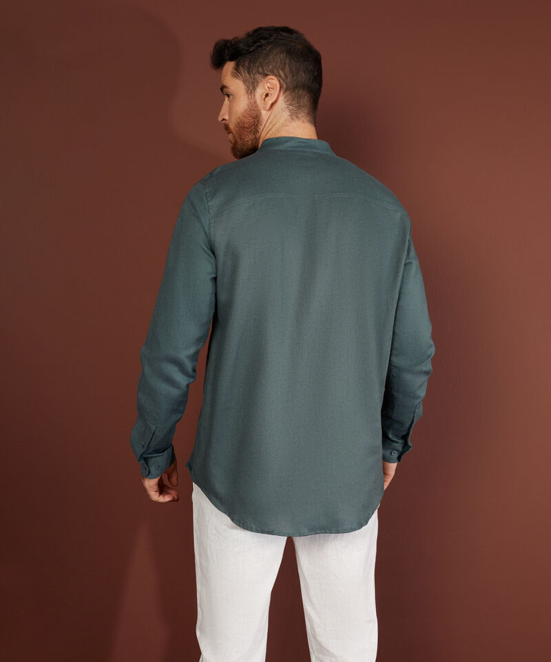 Camisa Unicolor Manga Larga Cuello Neru