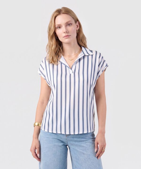 Blusa a rayas con Escote en V para Mujer