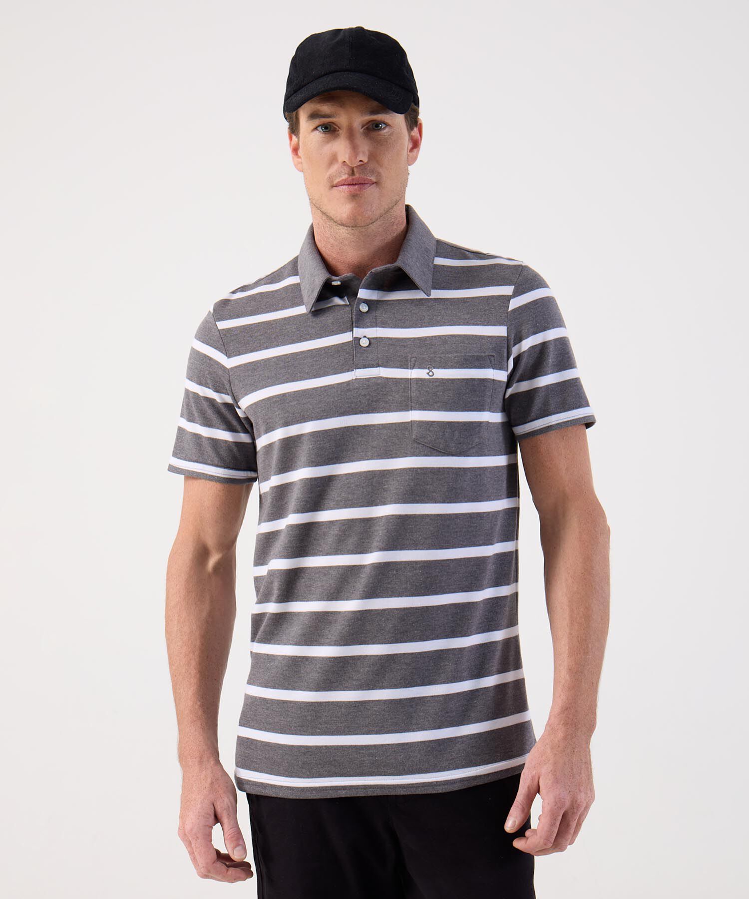 Polo a Rayas Clásico con Bolsillo Para Hombre