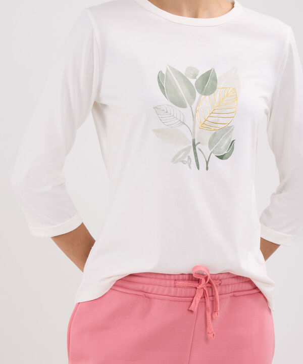 Sudadera Dos Piezas  Camiseta Escote Redondo Con Screen Y Pantalon Recto Unicolor