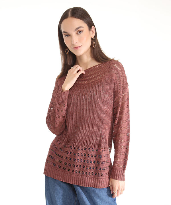 Saco Cuello Semi Bandeja Manga Larga Con Hilos Metalizados image number null