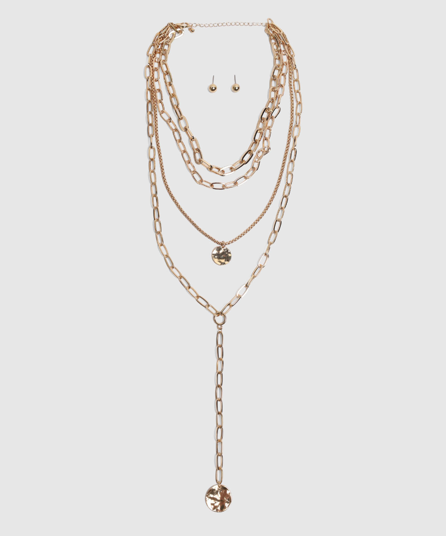 Set de Collar Multicapa y Aretes para Mujer