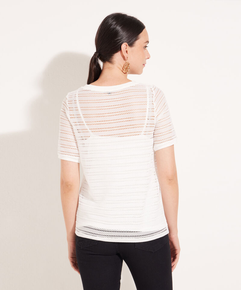 Camiseta Manga Corta En Crochet Con Top Interno