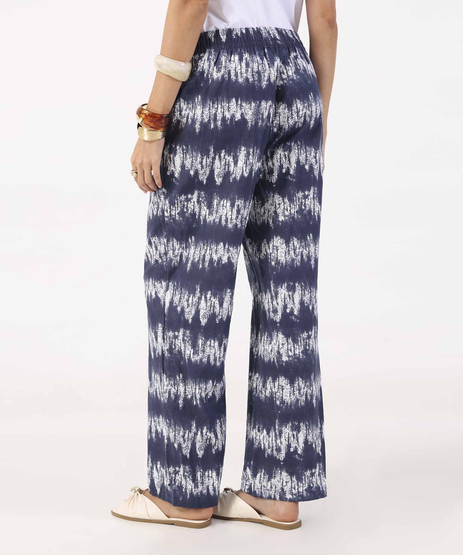Pantal&oacute;n Fluido Estampado Tie-Dye Azul