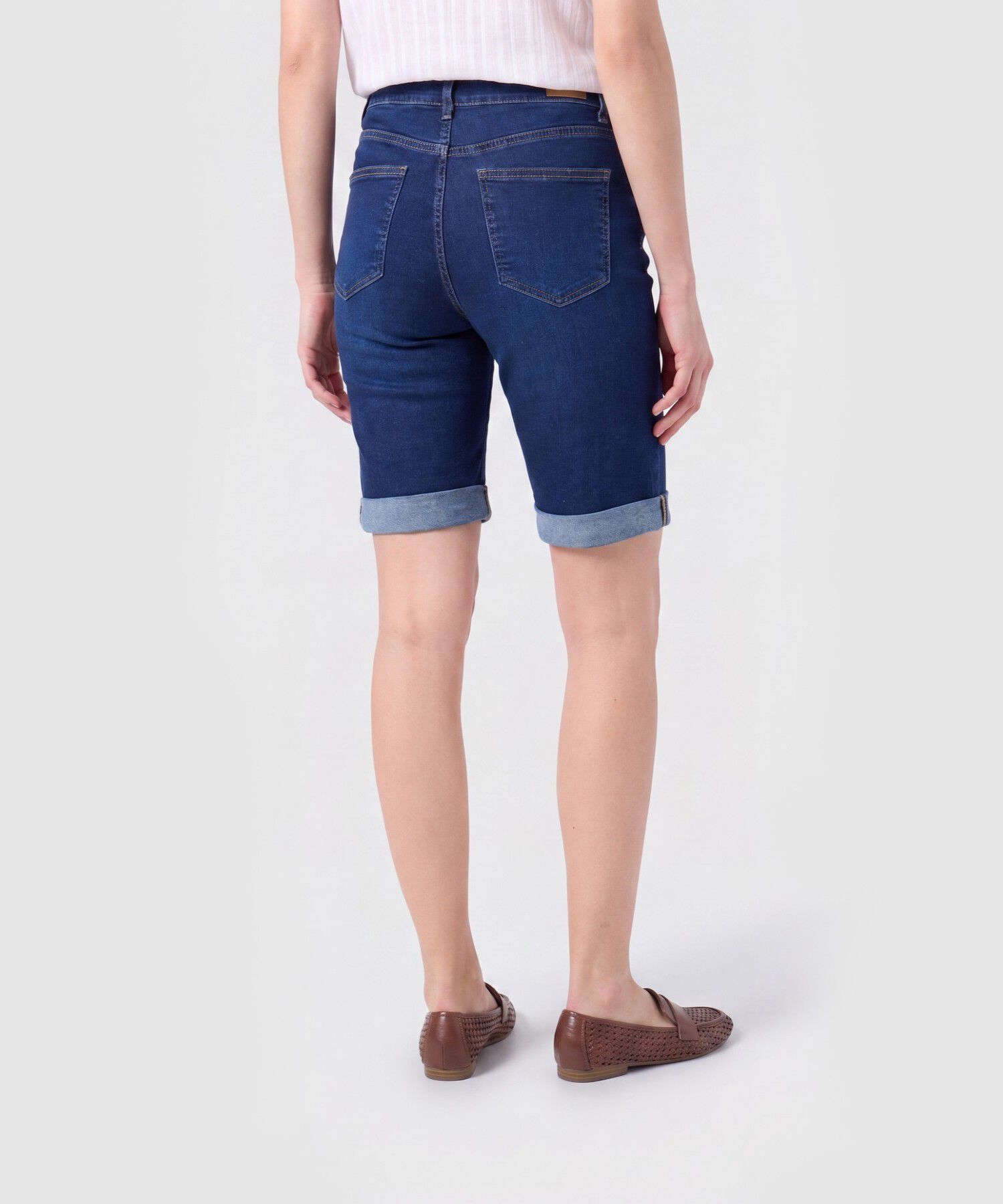 Bermuda Denim Con Dobladillo Para Mujer