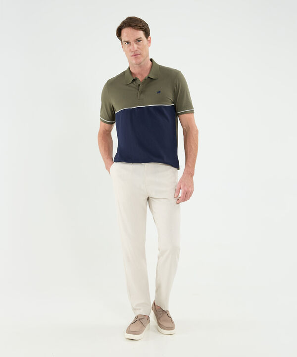 Polo Cuello Tejido Con Bloque De Color Para Hombre