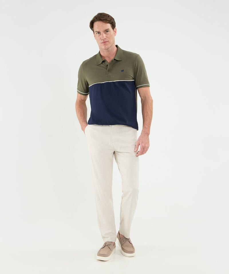Polo Cuello Tejido Con Bloque De Color Para Hombre