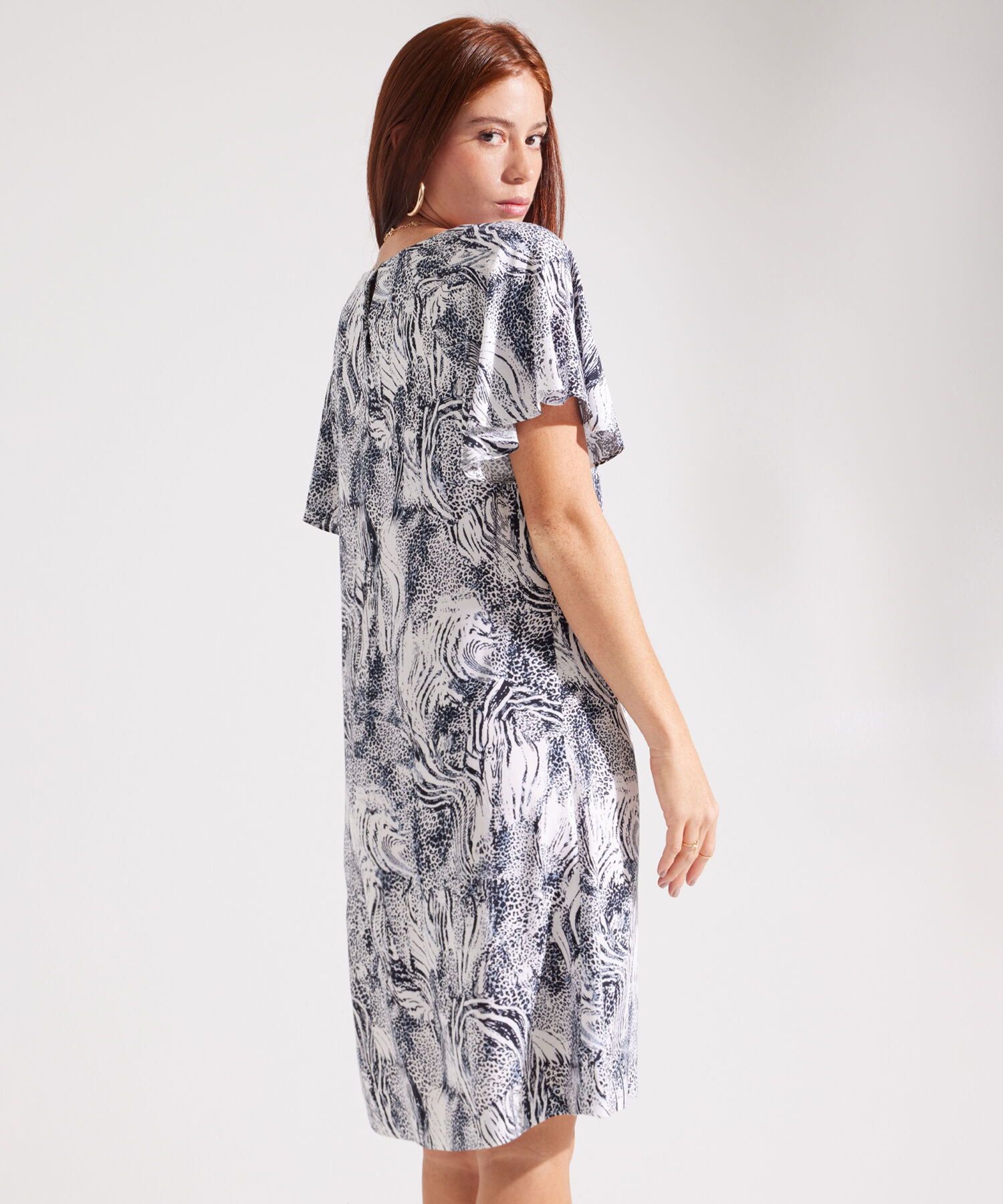 Vestido Estampado Con Escote Redondo