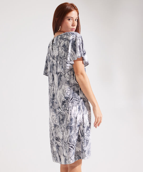 Vestido Estampado Con Escote Redondo