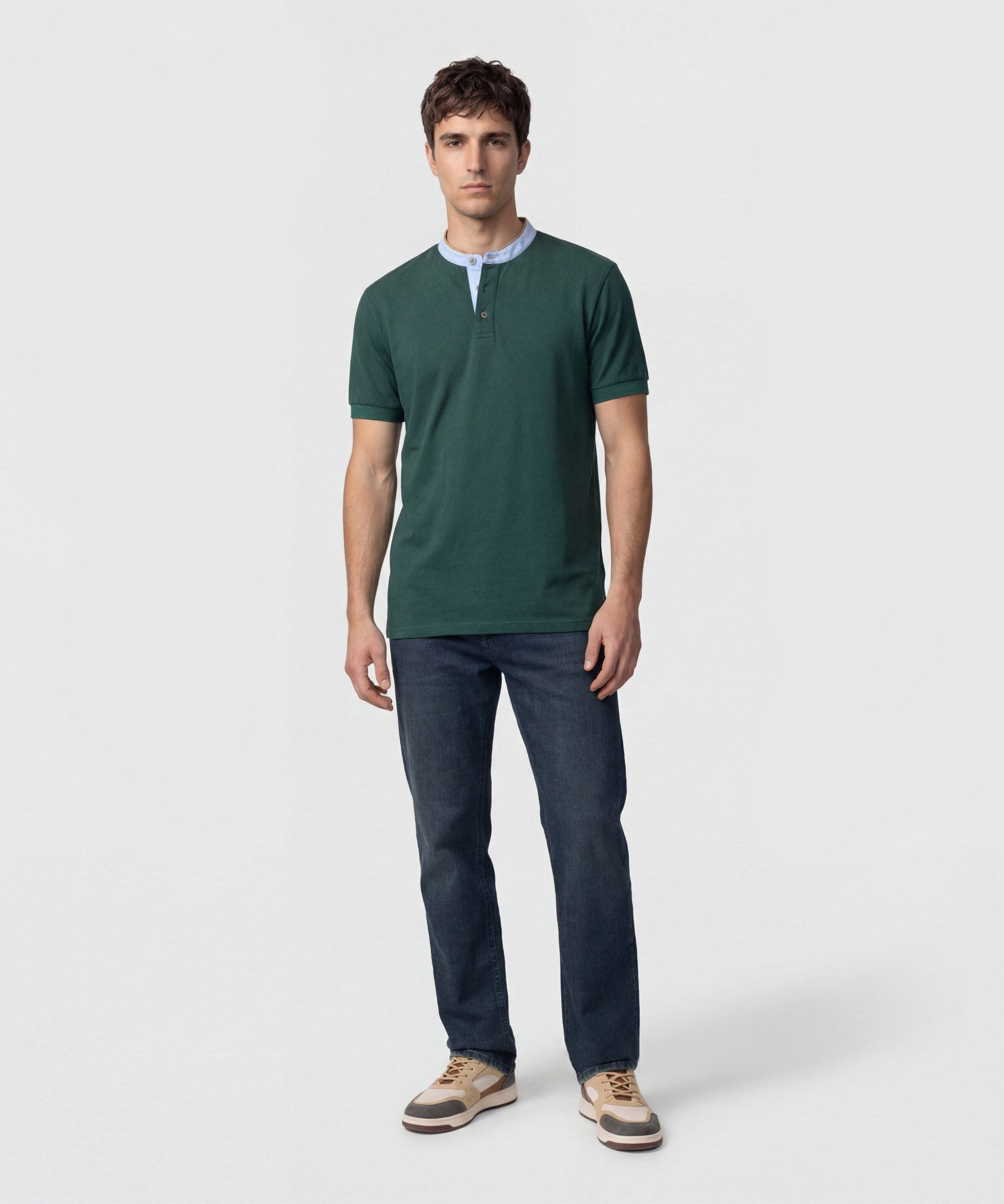 Polo Con Cuello Neru Y Pechera Hombre